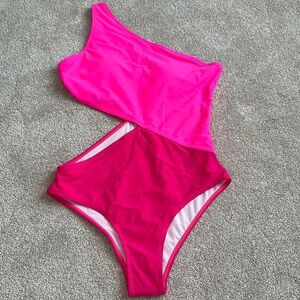 Pink one piece swim suit
